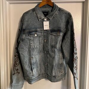 Forever 21 embroidered design blue jean outfit size XL top x 38 bottoms